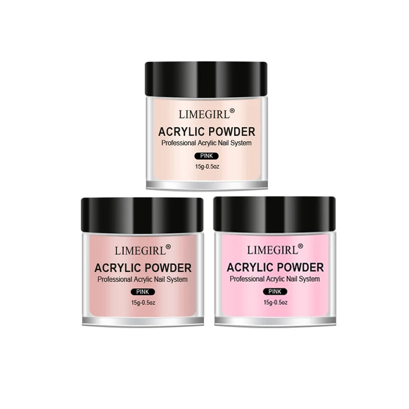 💅✨ Acrylic Nail Kit – Crystal Liquid 40ml & Acrylic Powder 45ml (Pink, White, Clear) 🎯