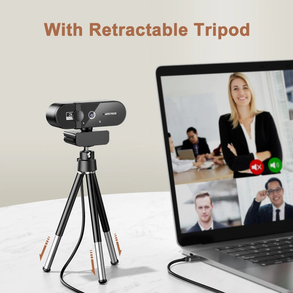 🎥💻 4K/2K/1080P USB Webcam – Με Autofocus, Μικρόφωνο & 360° Περιστροφή 🔊✨