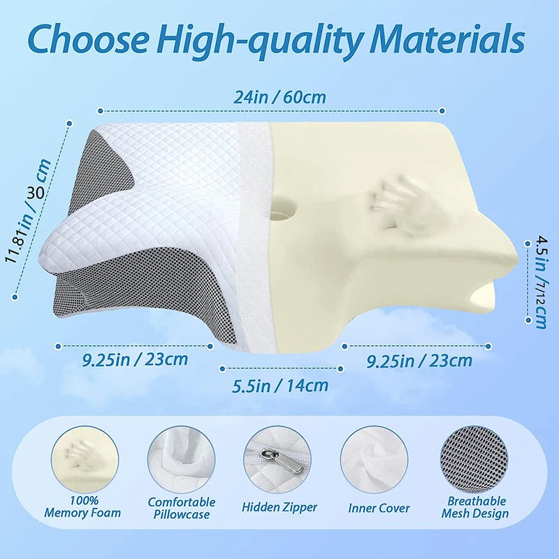 🛏️ 1pc Μαξιλάρι Memory Foam για Αυχένα – 2 σε 1 Εργονομικό Ορθοπεδικό Μαξιλάρι