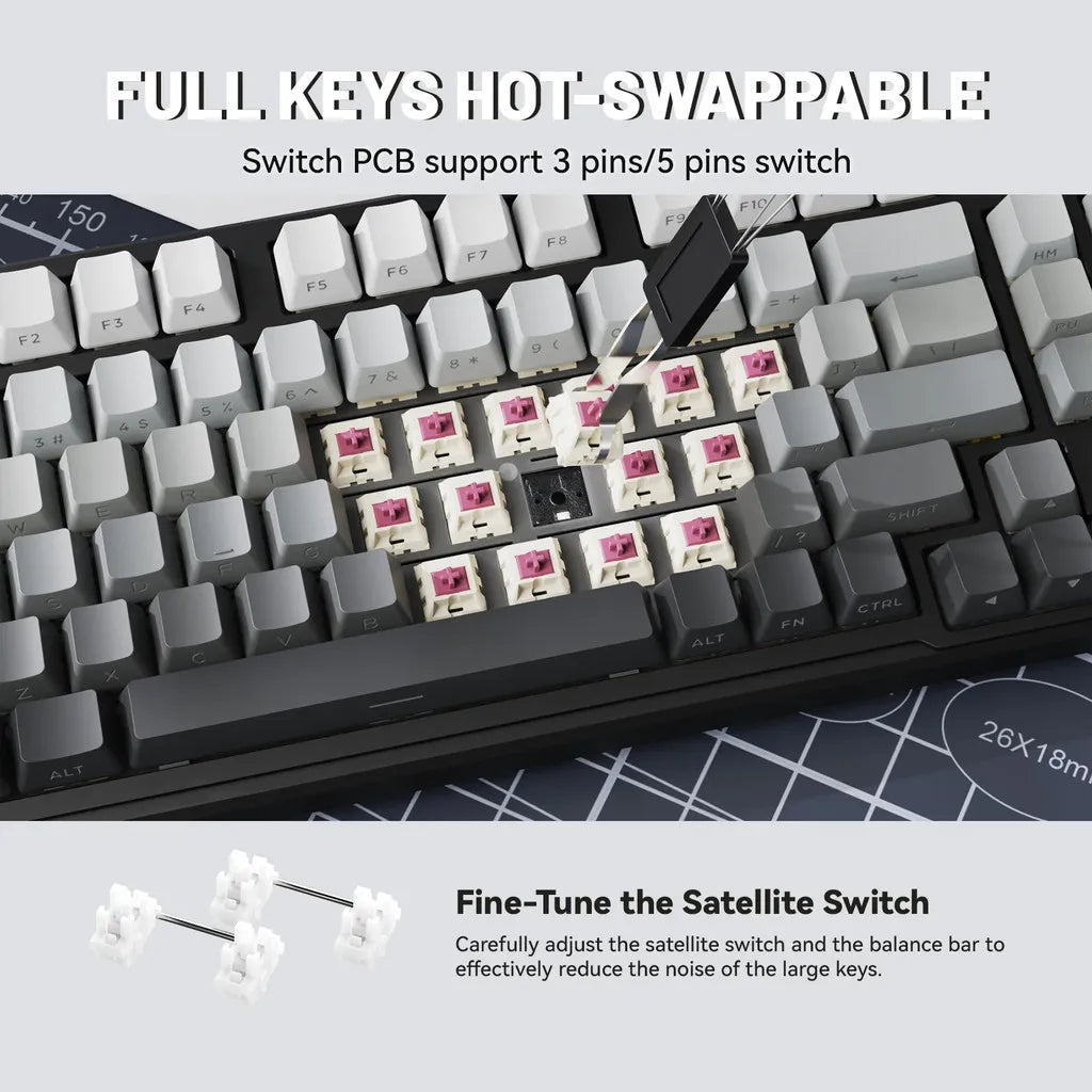 🎮⌨️ ATTACK SHARK X98 Full-Size Wireless Mechanical Keyboard – Τριπλή σύνδεση & απόλυτη εμπειρία gaming με RGB και Gasket design! 🦈💡