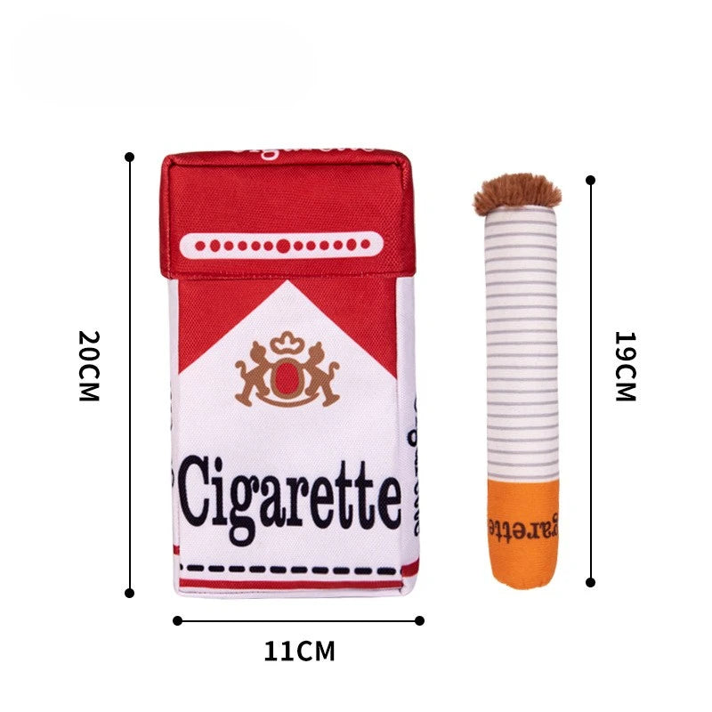 Funny Dog Chew Toy 🐶🚬 | Plush Cigarette & Joint Design 🧸 | Squeaky Sound 🔊 | Interactive & Soft Bite Toy 😄