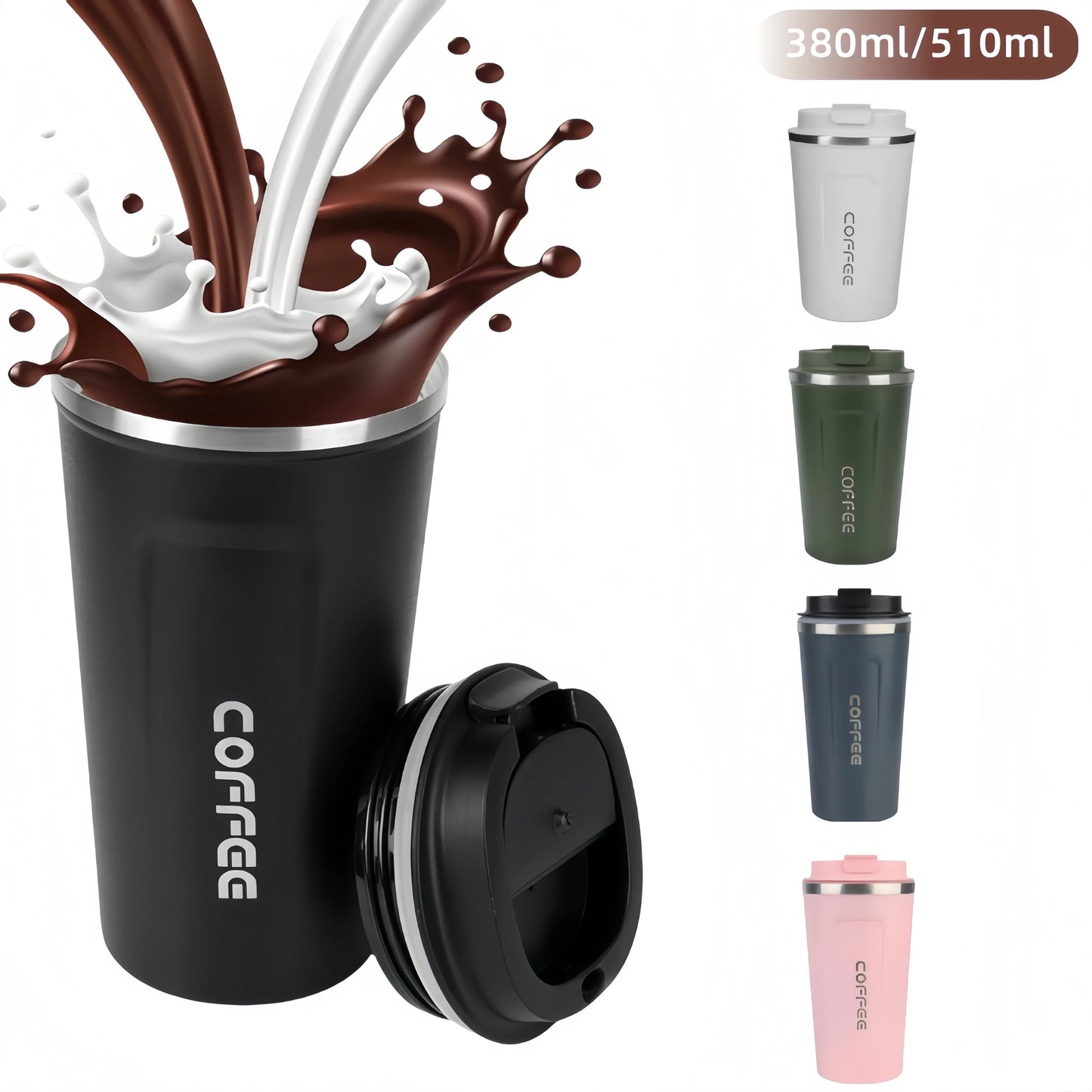🌡️ Thermo Café Mug 380ml/510ml | Διπλή Μόνωση Ανοξείδωτο Θερμός | Καφές, Τσάι & Ροφήματα On-the-Go