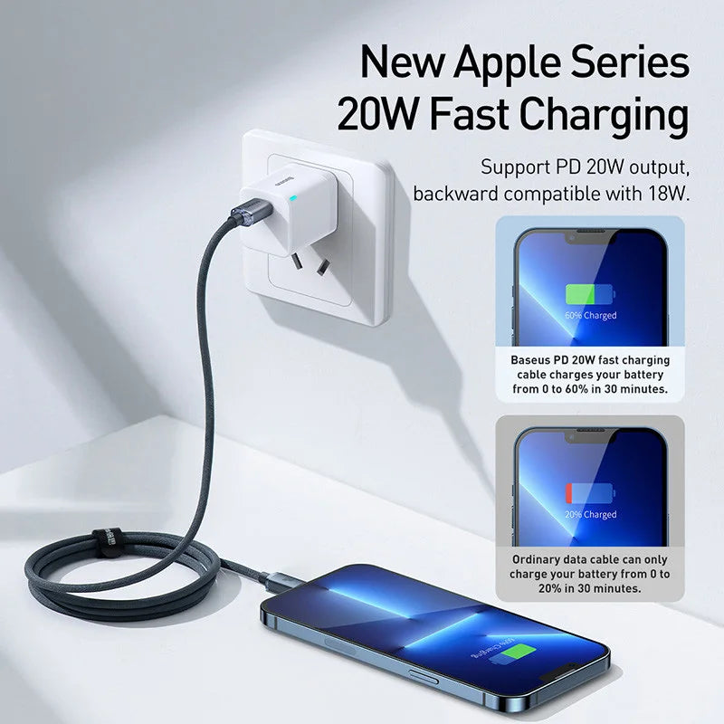 ⚡📱 Baseus USB Type-C PD 20W/27W Καλώδιο – Γρήγορη & Σταθερή Φόρτιση για iPhone