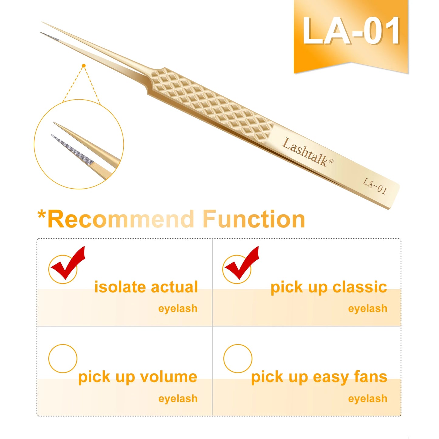 ✨ Lashtalk Precision Fiber Tip Tweezer – Premium Λαβίδα για Eyelash Extensions με Diamond Grip ✨
