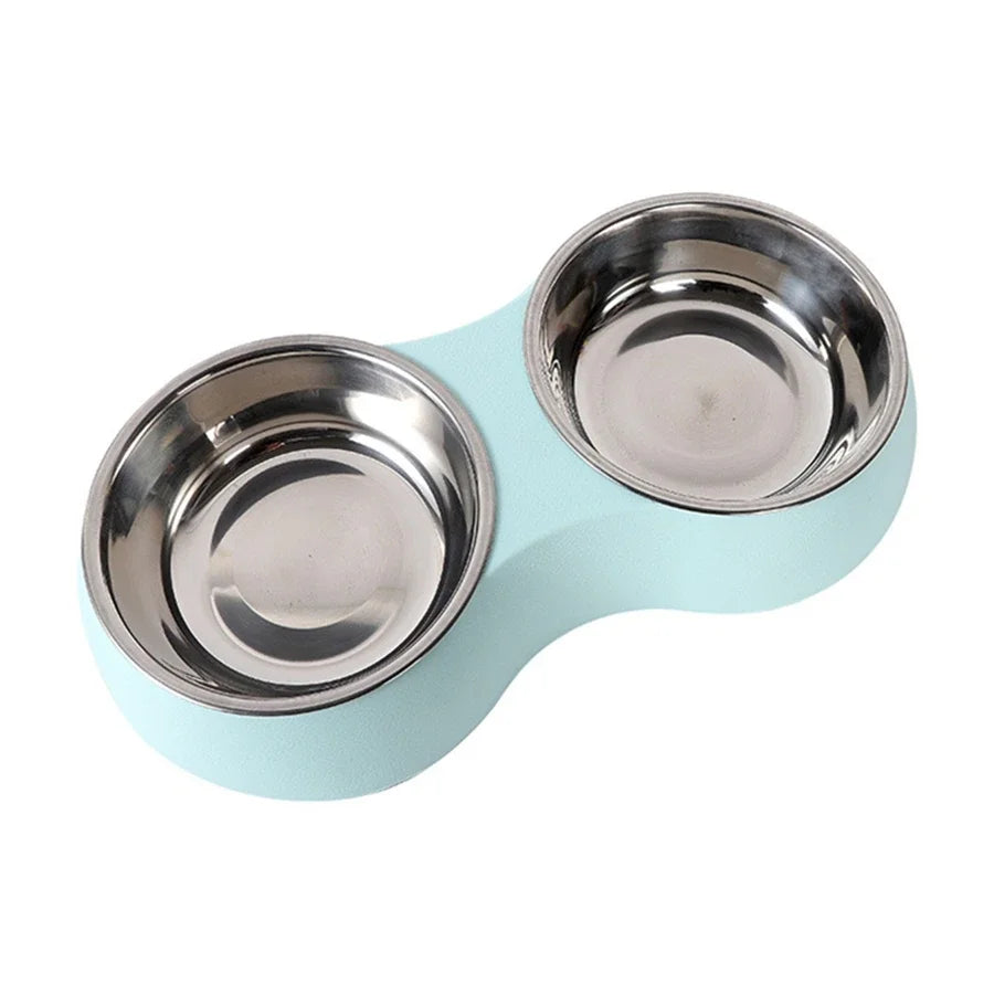 Double Pet Bowl 🐾 | Stainless Steel 🥣 | Food & Water Set 💧 | For Dogs & Cats 🐶🐱 | Non-Slip Feeding ✅