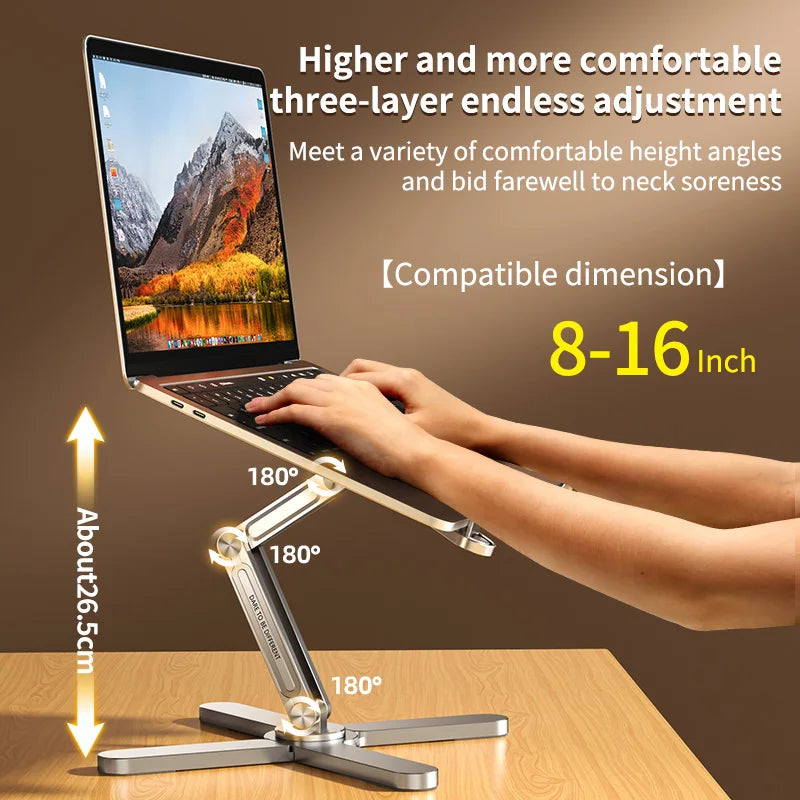 💻🔄 Foldable 360° Rotating Laptop Stand – Αλουμινένια Αναδιπλούμενη Βάση με Ψύξη 🎯