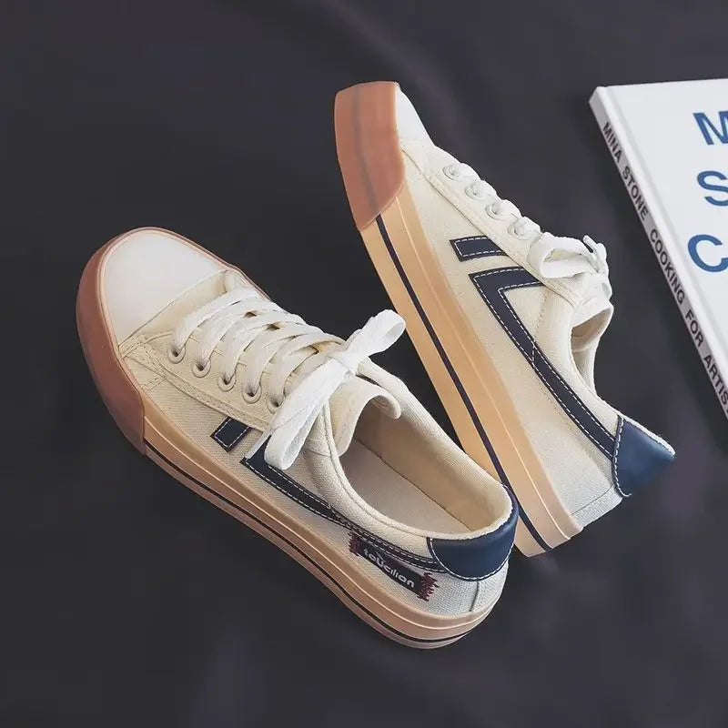 👟☀ Γυναικεία Canvas Flat Sneakers – Καλοκαιρινό Κορεάτικο Στυλ ☀👟