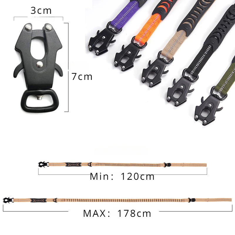 🚘🐕 Reflective Shock-Absorbing Dog Leash with Car Seatbelt – Tactical & Ανθεκτικό Bungee Λουρί 💥🦴 Αντοχή, έλεγχος & ασφάλεια – στη βόλτα και στο αυτοκίνητο!