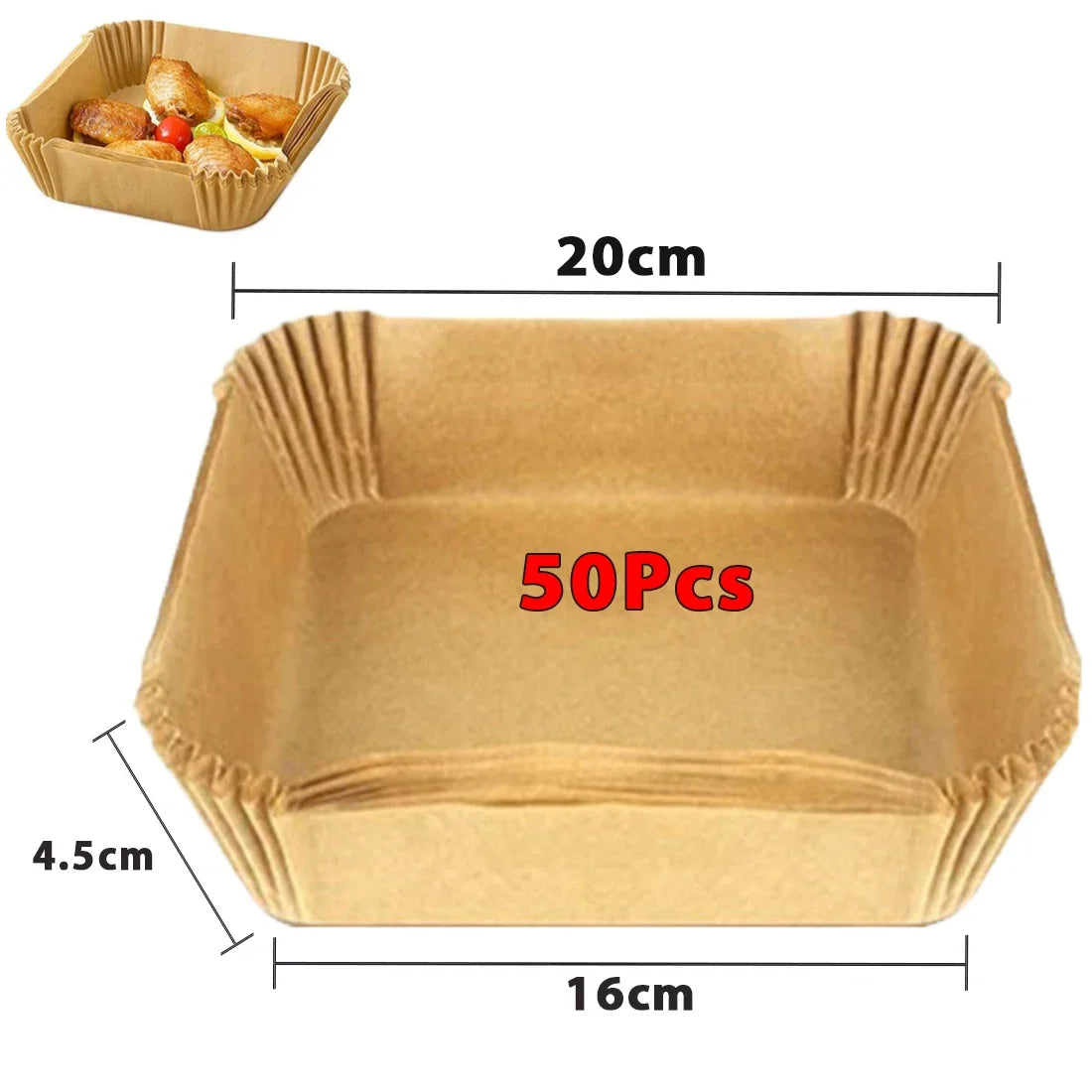 🍩🔥 Disposable Air Fryer Paper Liners – Καθαρό Μαγείρεμα Χωρίς Κόπο! 🔥🍩 50/100pcs | 16cm | Round/Square | Food-Grade Non-Stick Baking Papers