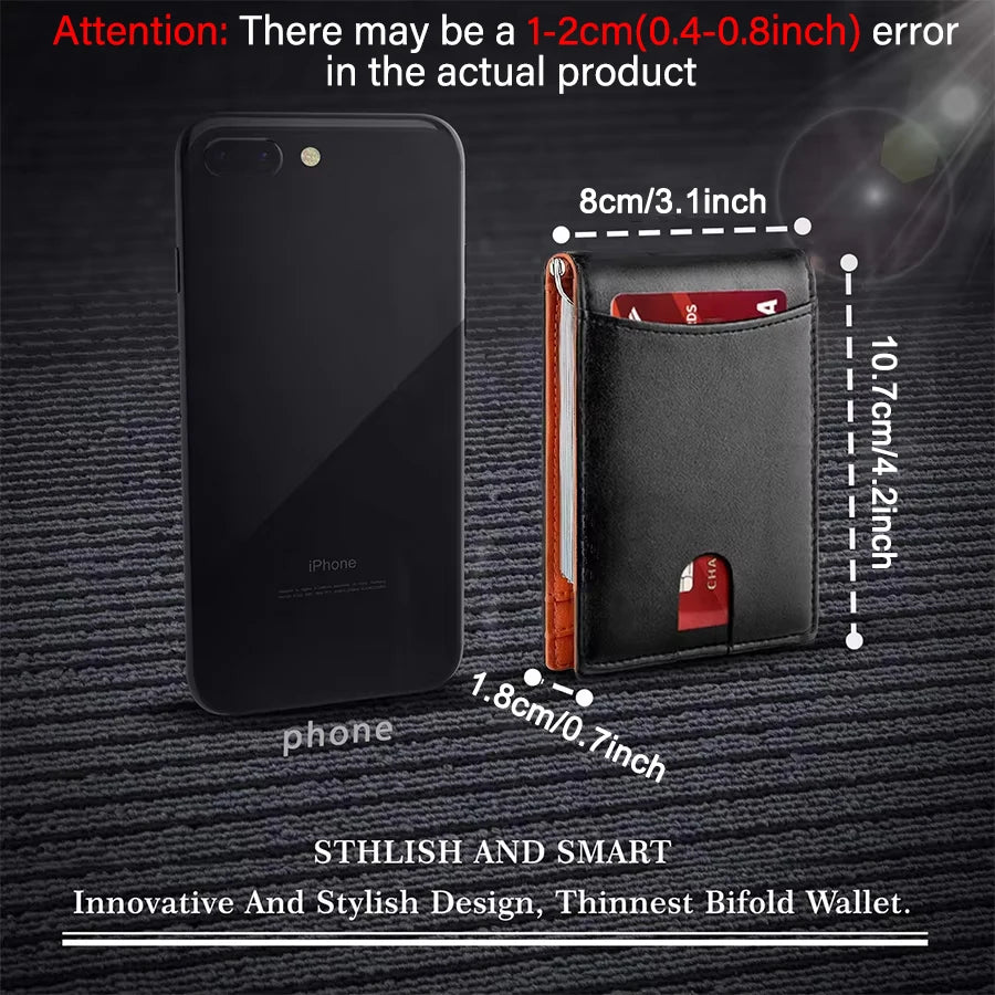 👛🕴️ Ανδρικό Slim Πορτοφόλι – Συνθετικό Δέρμα, RFID Blocking & Money Clip 💳💵