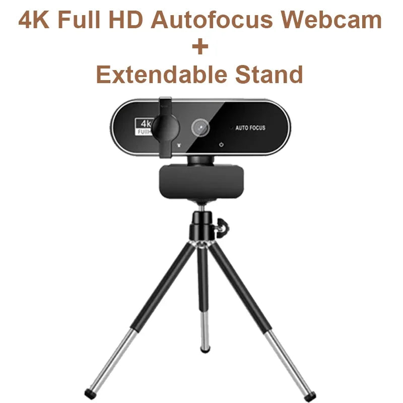 🎥🔊 4K/2K/1080P Webcam με Μικρόφωνο 🎤 | Autofocus 8MP Full HD Κάμερα για PC 💻 Laptop & Macbook | Βιντεοκλήσεις & Streaming