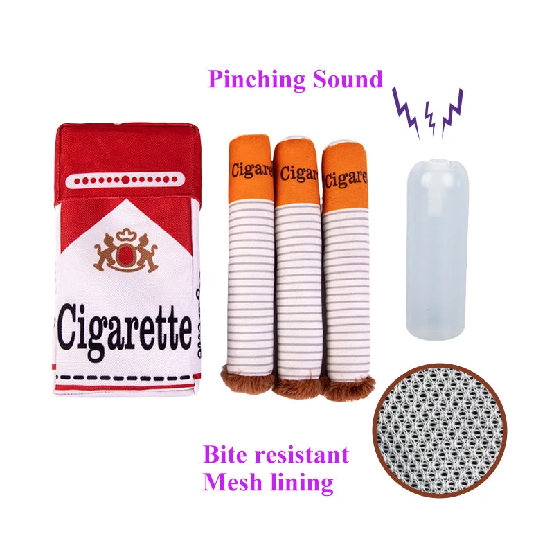Funny Dog Chew Toy 🐶🚬 | Plush Cigarette & Joint Design 🧸 | Squeaky Sound 🔊 | Interactive & Soft Bite Toy 😄