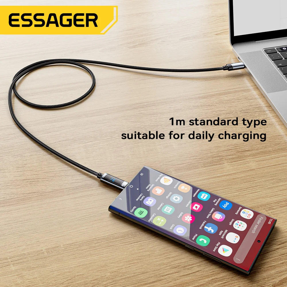 ⚡ Essager USB-C to USB-C Καλώδιο 240W – PD 3.1 Fast Charging με LED Οθόνη & 480Mbps Μεταφορά Δεδομένων 💻📱