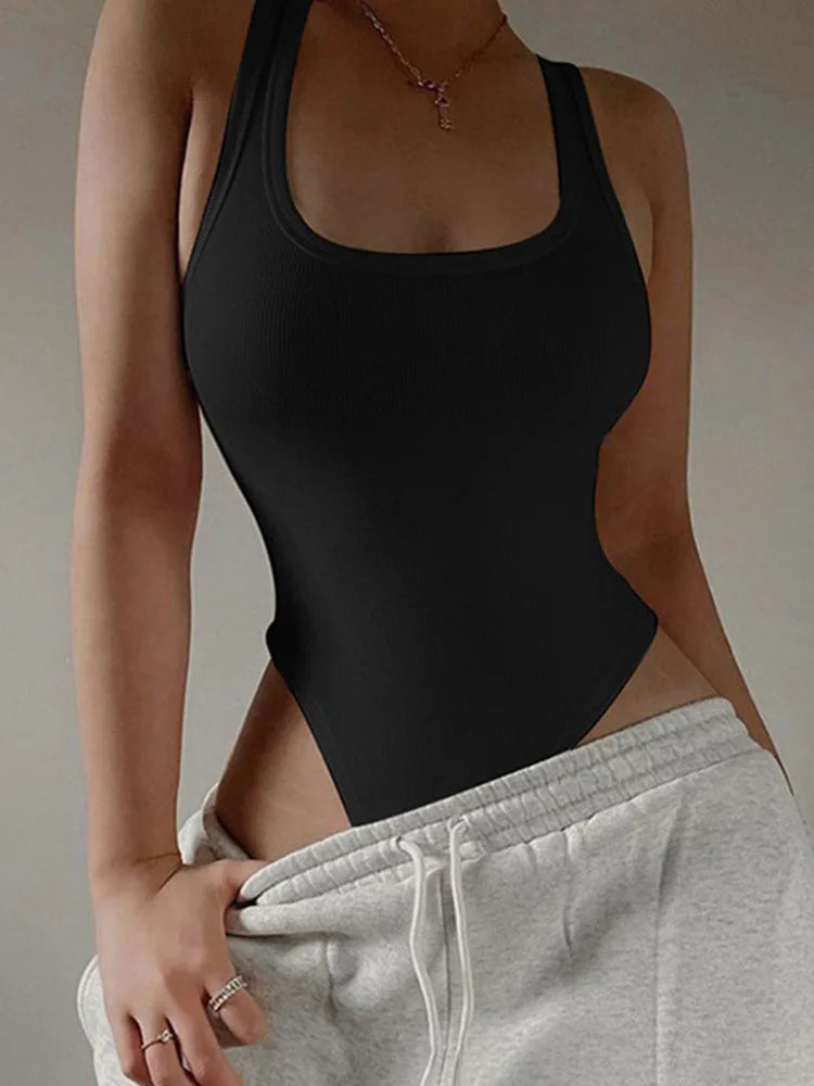 👗🔥 Sexy Knit Bodysuit – Καλοκαιρινό Αμάνικο Κορμάκι Bodycon για Γυναίκες ✨