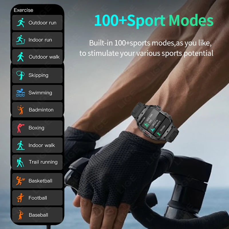 🛡️ LIGE 2025 Outdoor Military Smartwatch – Η απόλυτη ισχύς στον καρπό σου! 🛡️