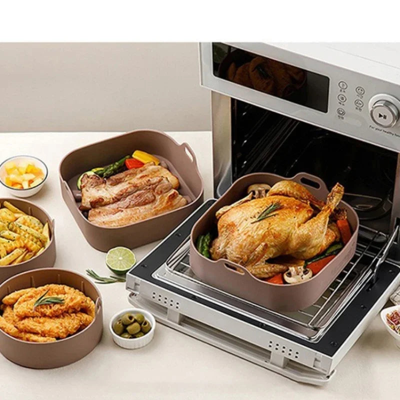 🍟 Τετράγωνο Σιλικονούχο Σκεύος για Air Fryer – Αντικολλητικό & Επαναχρησιμοποιήσιμο | Ιδανικό για Ψήσιμο, Τηγάνισμα & Φούρνο