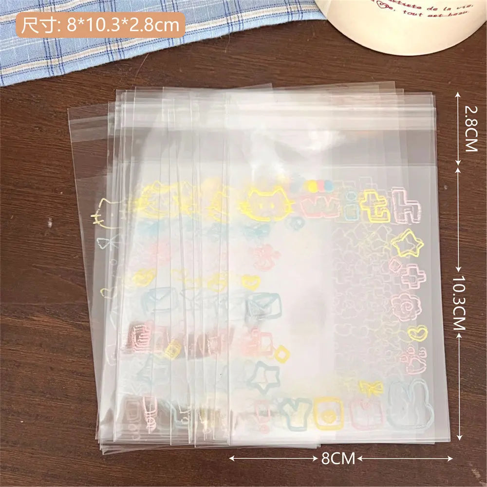 😺 Graffiti Kitten Αυτοκόλλητες Σακούλες – 20/50/100pcs | OPP Gift Bags για Συσκευασία Καρτών & Μικρών Δώρων