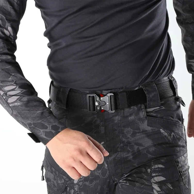 🎒🪖 Men’s Outdoor Multi-Function Belt – Hybrid Canvas/Nylon Tactical Ζώνη με Ανθεκτική Αγκράφα