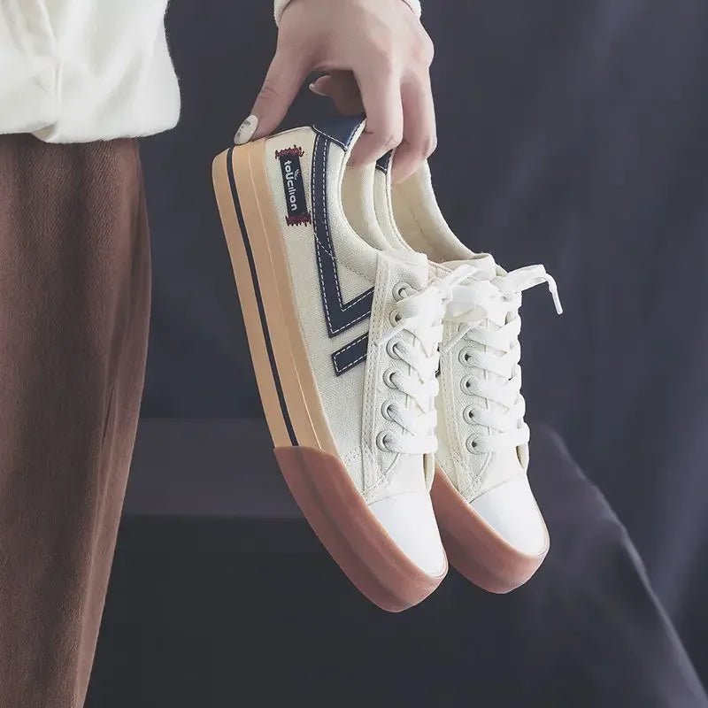 👟☀ Γυναικεία Canvas Flat Sneakers – Καλοκαιρινό Κορεάτικο Στυλ ☀👟