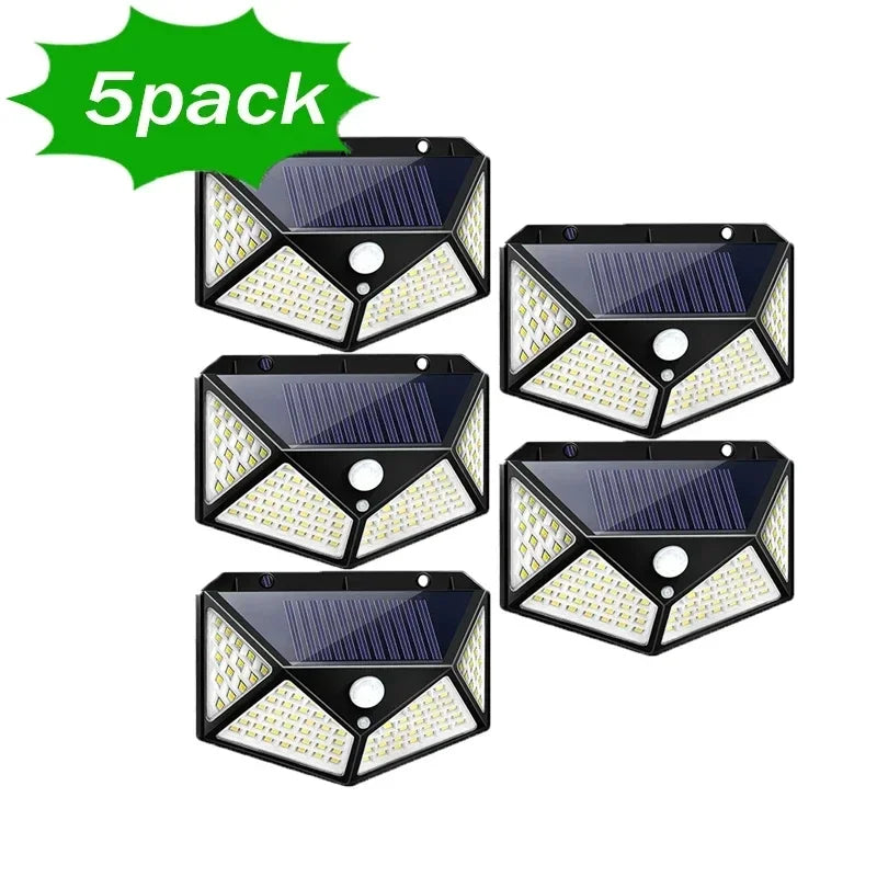 🔆🌙 100 LED Solar Wall Lamp – Ηλιακό Φωτιστικό Τοίχου με Αισθητήρα Κίνησης & 4 Πλευρές Φωτισμού | Αδιάβροχο IP65 για Κήπο & Εξωτερικούς Χώρους