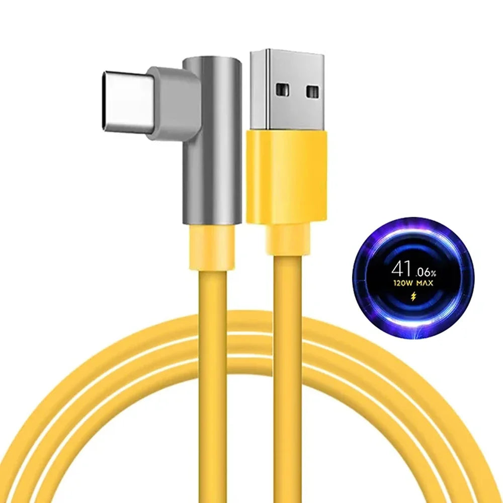 ⚡🔌 120W 6A Type-C Καλώδιο Φόρτισης – 90° Elbow Σχεδιασμός για Gaming & Super Fast Charging