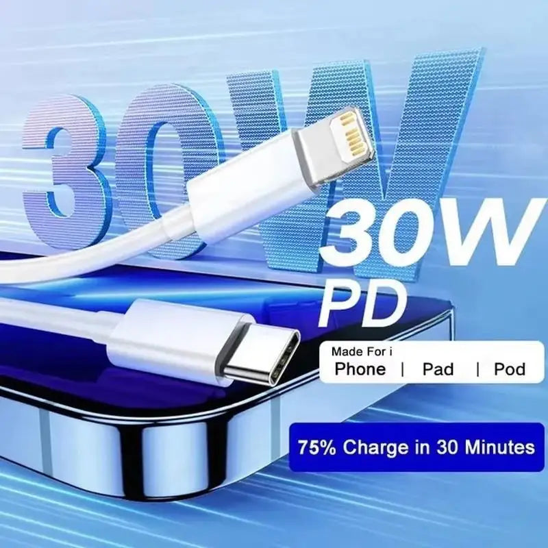 ⚡📱 30W Fast Charging Cable για iPhone – PD Γρήγορη Φόρτιση & Data Sync 🎯