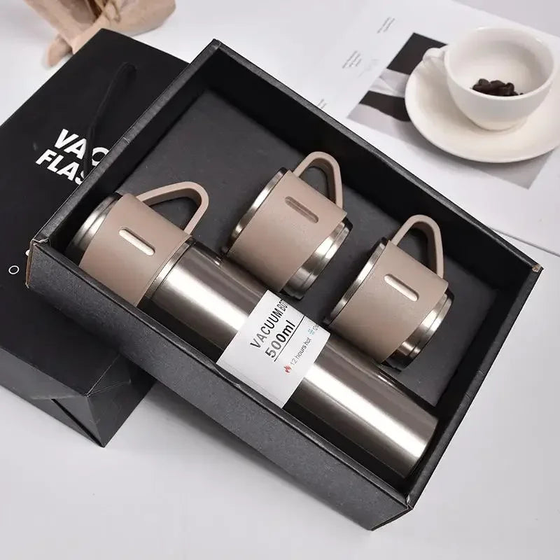 🥂🔥 Θερμός 500ml Σετ | 🖤 Business Style Design | ❄️🔥 Ανοξείδωτο 304 | 👩❤️👨 Ζευγάρια / Δώρο / Γραφείο