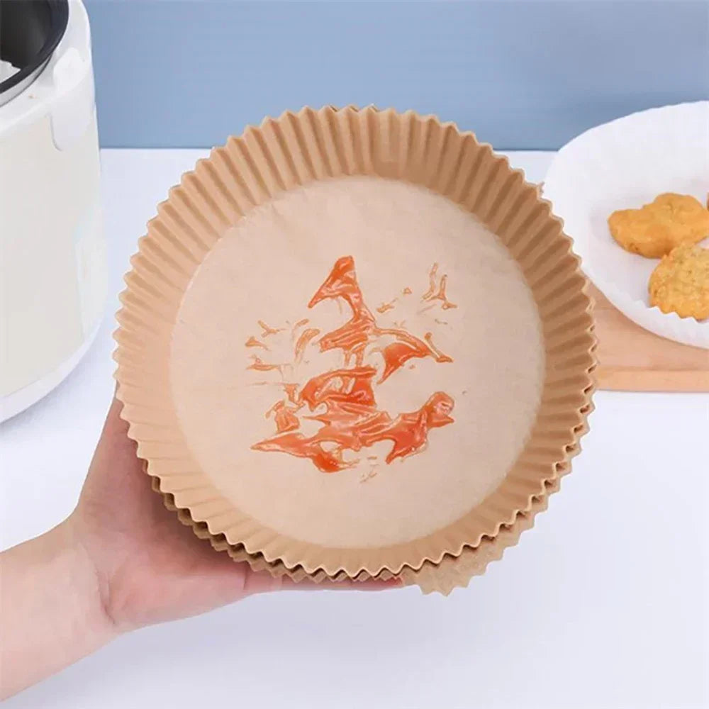🍩🔥 Disposable Air Fryer Paper Liners – Καθαρό Μαγείρεμα Χωρίς Κόπο! 🔥🍩 50/100pcs | 16cm | Round/Square | Food-Grade Non-Stick Baking Papers
