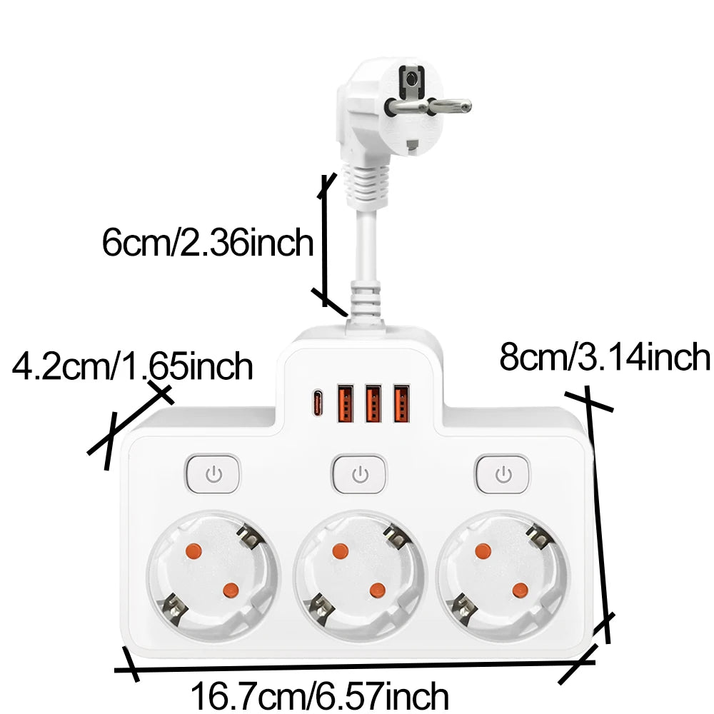 EU Power Strip 🔌 | Wall-Mount Socket ⚡ | USB Charging + Switches 🔋 | Network Filter & Adapter ✅