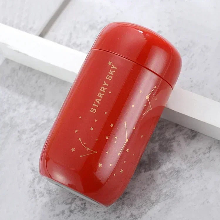 🌌 Mini Θερμός Starry Sky 200ml | 304 Stainless Steel Vacuum Flask – Leakproof Coffee Mug