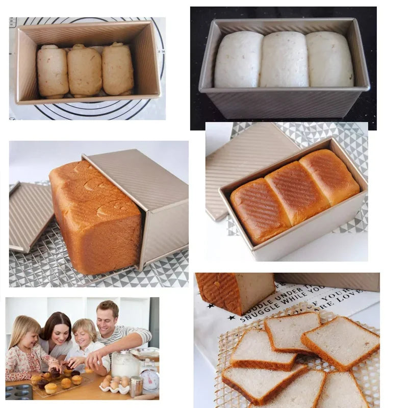 🍞 Χρυσό Αντικολλητικό Ταψί Ψωμιού με Καπάκι – 450g Pullman Loaf Pan | Αλουμινωμένος Χάλυβας για Ομοιόμορφο Ψήσιμο