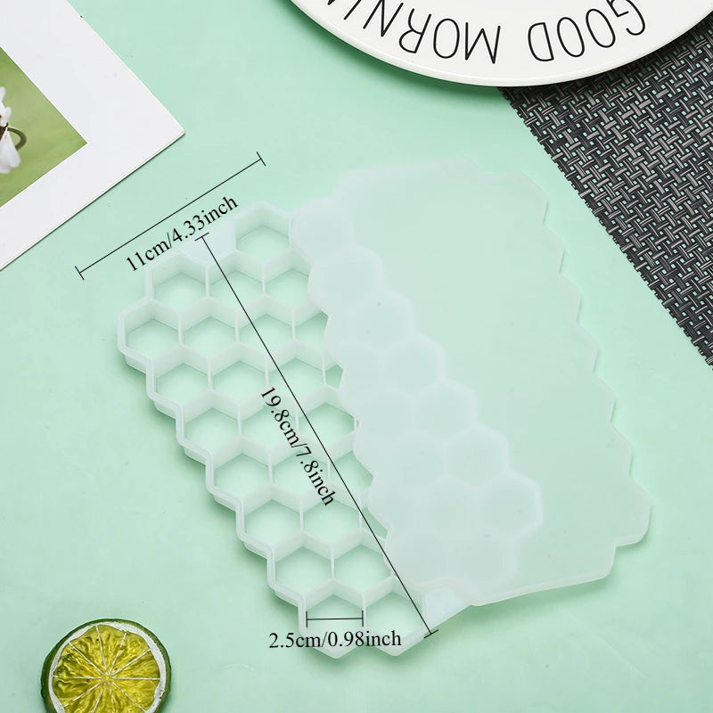 🧊🍯 Honeycomb Ice Cube Trays – Σιλικονούχα Φόρμα Παγάκια Κυψέλης με Καπάκι ✨ (1/2/4 τεμάχια)