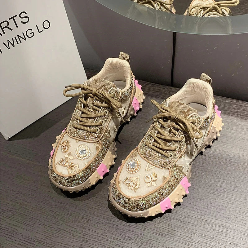 👟✨ Γυναικεία Casual Sneakers με Στρας – Πολυτελές Στυλ & Άνεση ✨👟