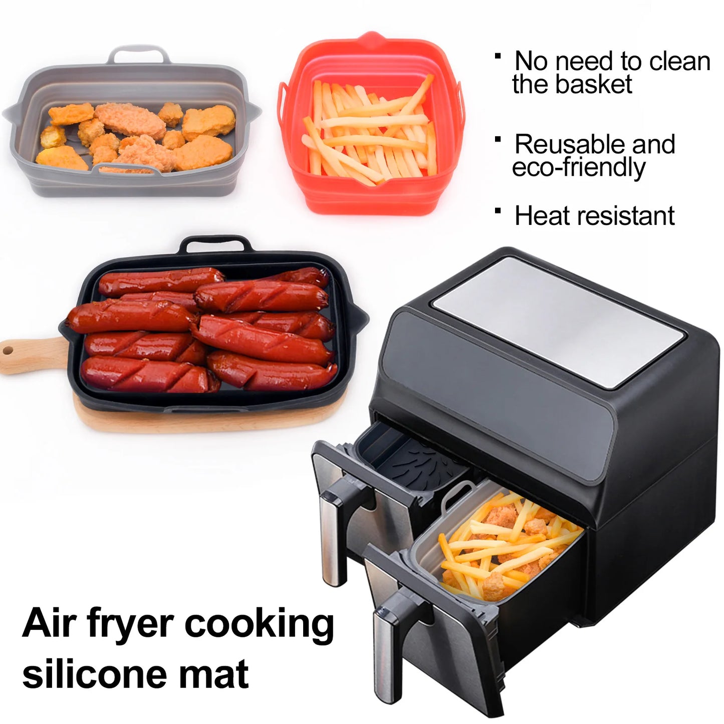 🍕 Ορθογώνιο Σκεύος Σιλικόνης για Air Fryer & Φούρνο – Αντικολλητικό & Επαναχρησιμοποιήσιμο | Ιδανικό για Πίτσες, Γλυκά & Grill