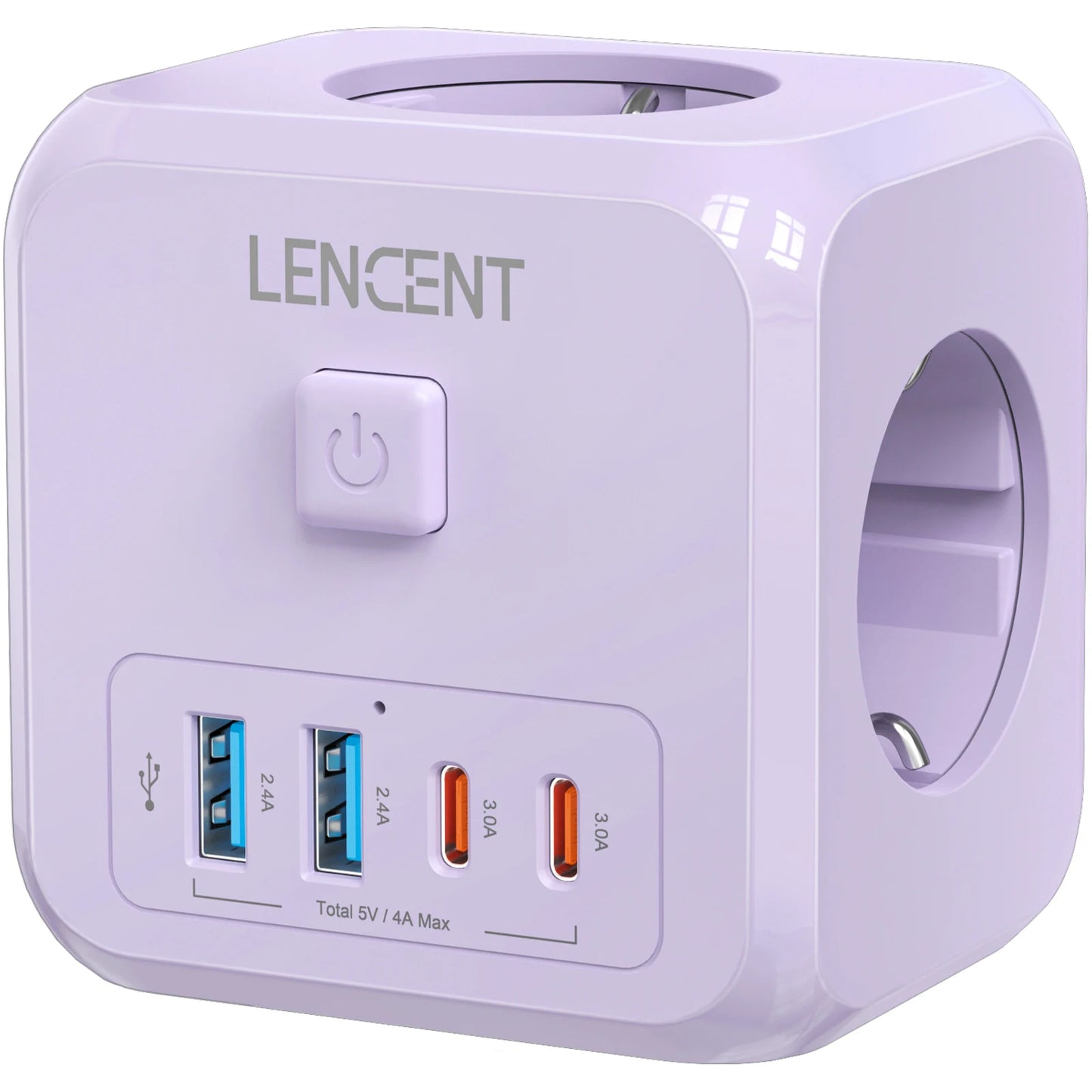 LENCENT EU Plug Cube 🔌 | 7-in-1 Power Hub ⚡ | 3 AC + 2 USB + 2 Type-C 🔋 | On/Off Switch ✅