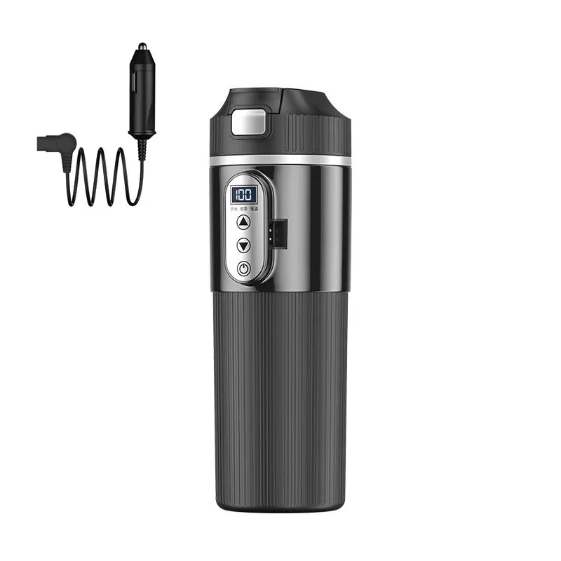 🚗☕ 500ml Ηλεκτρικό Θερμός Αυτοκινήτου | Car Heating Cup με LCD Οθόνη & Ρυθμιζόμενη Θερμοκρασία 🔥 | 12V/24V In-Car Kettle