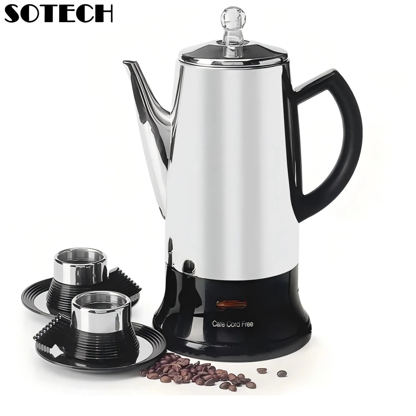 ☕⚡ Ηλεκτρική Καφετιέρα Percolator 1.8L – Για 12 Κούπες Αρωματικού Καφέ! ⚡☕ SOTECH Electric Coffee Percolator
