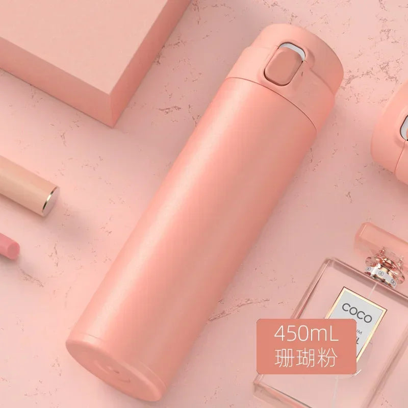 🚗 Thermos Water Bottle 450ml | Ανοξείδωτο Ατσάλι | Vacuum Flask Ζεστά & Κρύα Ροφήματα