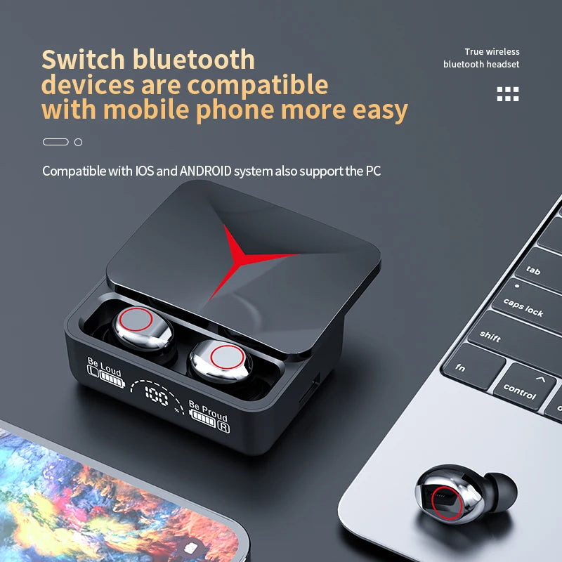 🎧 M90 TWS Touch Display Earphones Bluetooth Wireless Gaming | HiFi Ήχος | Noise-Cancelling Μικρόφωνο | Αθλητικά & Esports 🎮🎵