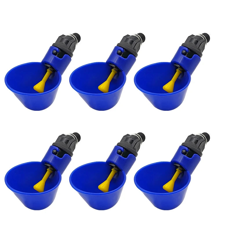 6pcs Chicken Drinker Cups 🐔💧 | Auto Water Feeder 🛠️ | For Chicks, Ducks & Poultry 🦆 | Easy Install Plastic ✅