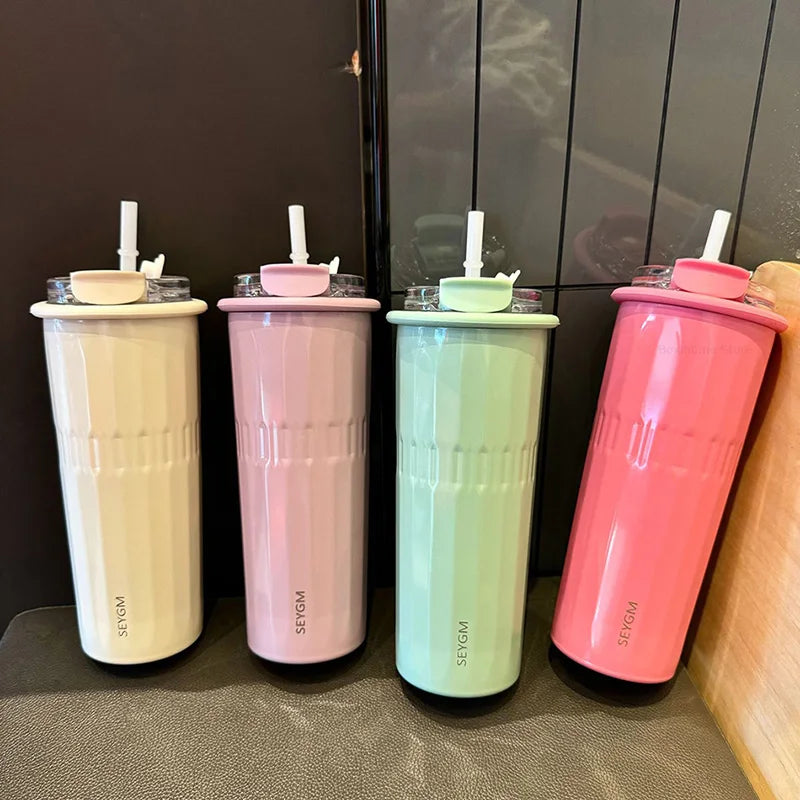 🥤 SEYGM Θερμός 500ML – 304 Ανοξείδωτο Ατσάλι με Καλαμάκι ❄️🔥