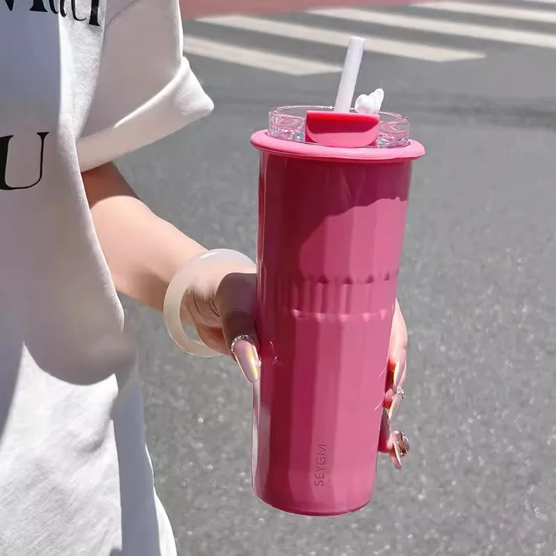 🥤 SEYGM Θερμός 500ML – 304 Ανοξείδωτο Ατσάλι με Καλαμάκι ❄️🔥