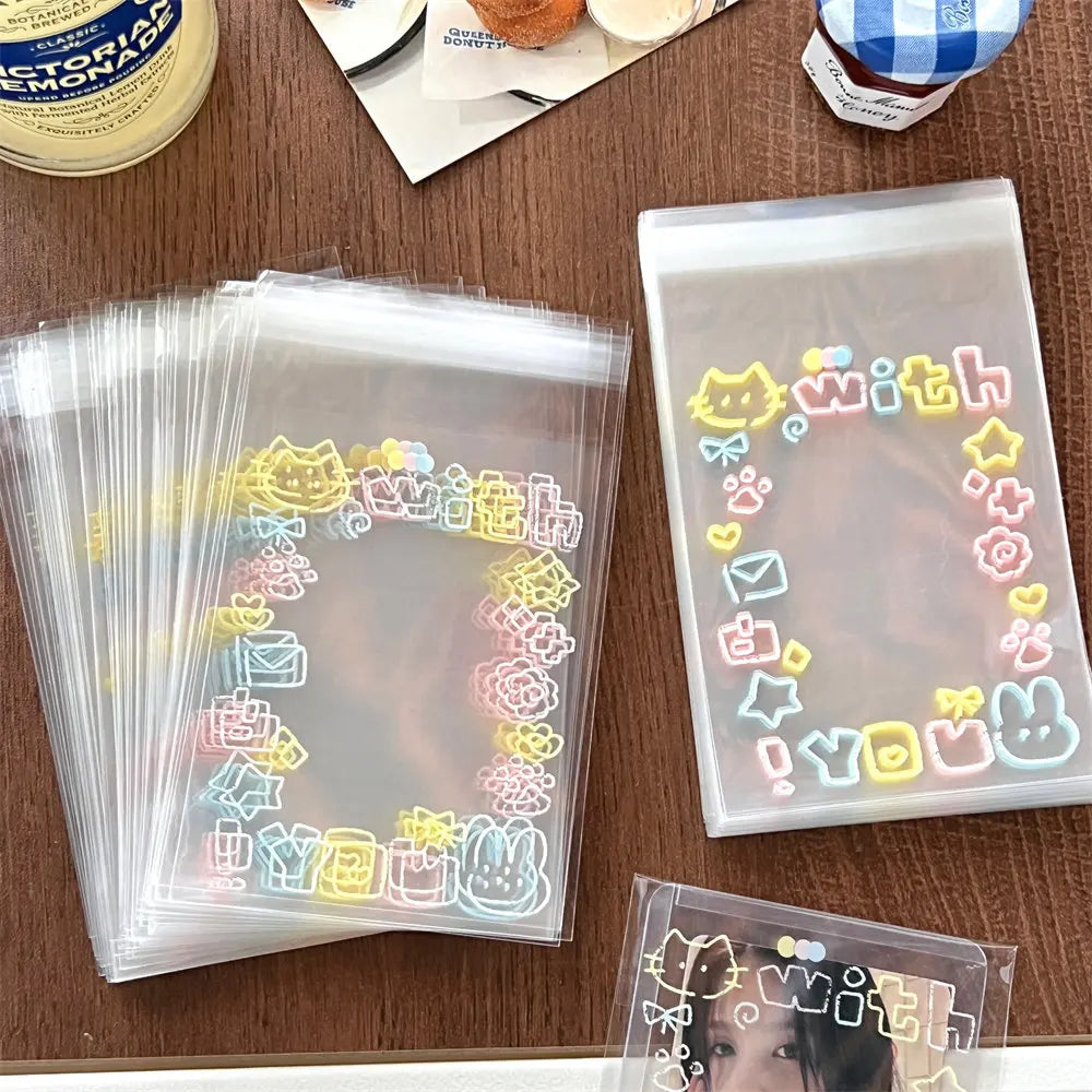 😺 Graffiti Kitten Αυτοκόλλητες Σακούλες – 20/50/100pcs | OPP Gift Bags για Συσκευασία Καρτών & Μικρών Δώρων