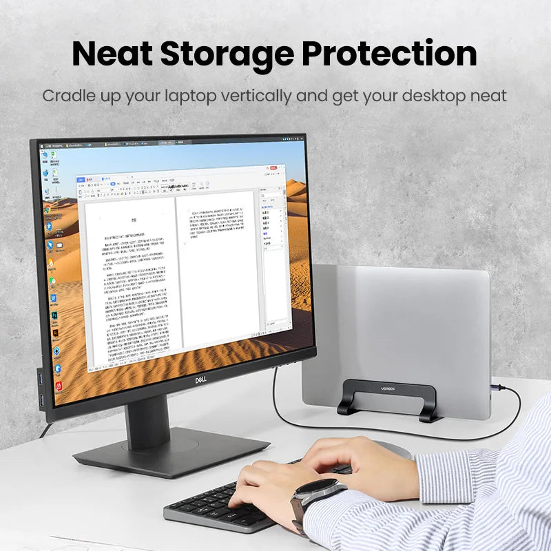 💻📐 UGREEN Vertical Laptop Stand – Αλουμινένια Κάθετη Βάση Laptop & Tablet 🎯