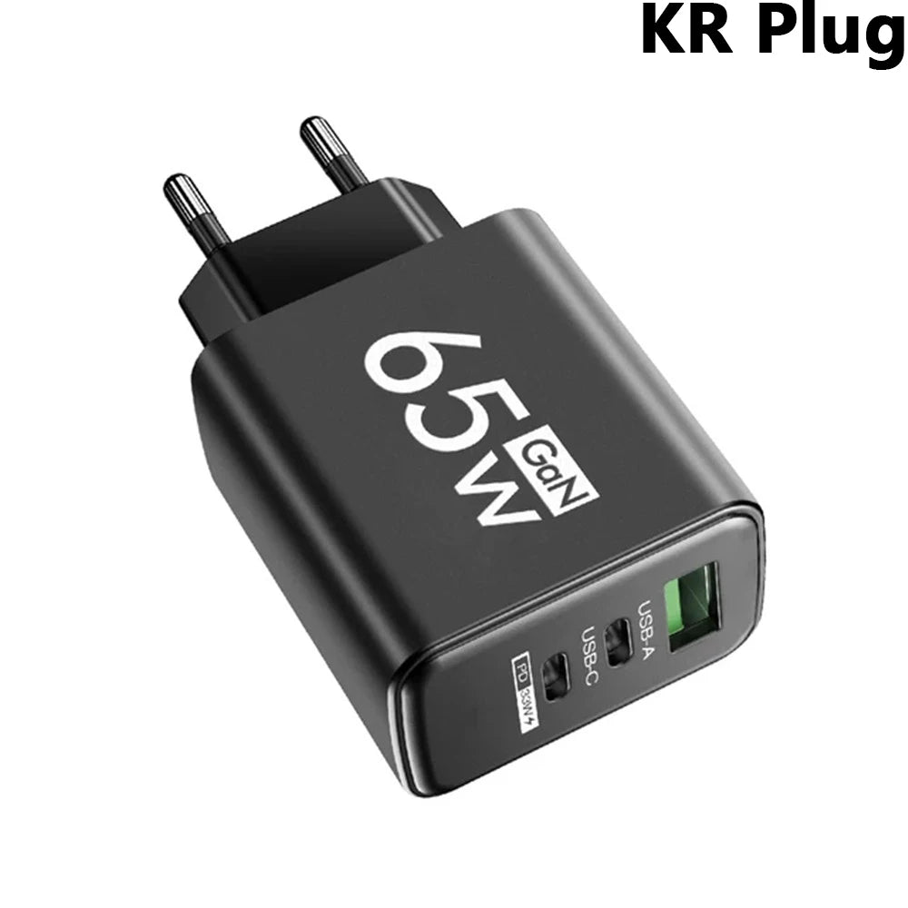 ⚡🔋 65W GaN USB PD Charger – Φορτιστής 3 Θυρών για Γρήγορη Φόρτιση 📱💻