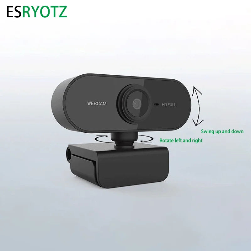 💻🎥 Full HD 1080p USB Webcam – Με Μικρόφωνο & Περιστροφή για PC & Laptop 🎤✨