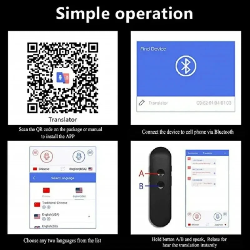 🌍 T4 Portable Wireless Smart Translator – 40 Γλώσσες, Διπλής Κατεύθυνσης, Σε Πραγματικό Χρόνο
