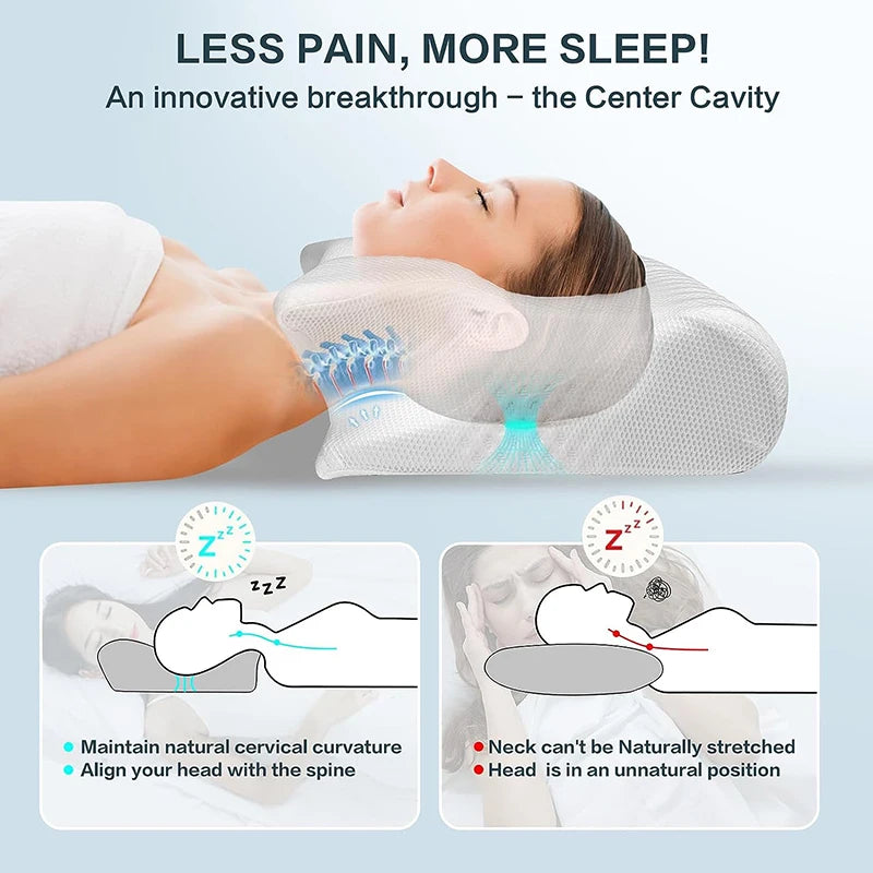 🛏️ 1pc Μαξιλάρι Memory Foam για Αυχένα – 2 σε 1 Εργονομικό Ορθοπεδικό Μαξιλάρι