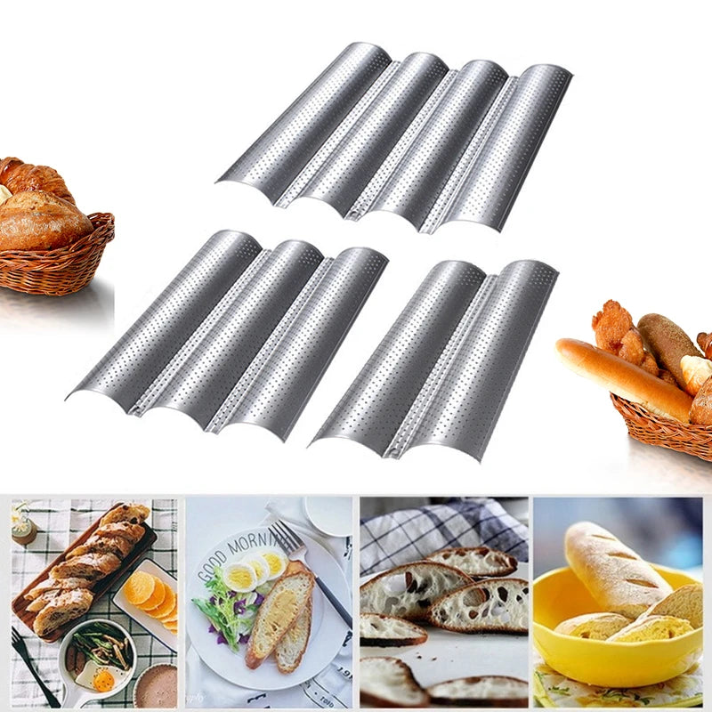 🥖 Αντικολλητική Φόρμα Baguette – 2/3/4 Θέσεων | Δίσκος Ανοξείδωτου Χάλυβα για Γαλλικό Ψωμί & Λοιπά Αρτοσκευάσματα