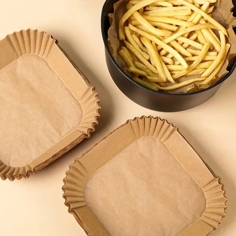 🍟🧾 Square Air Fryer Liners – Μαγείρεμα Χωρίς Λάδια & Καθάρισμα! 🧾🍟 50/100pcs | Food-Grade Oil Paper | Non-Stick & Waterproof | Heat Resistant